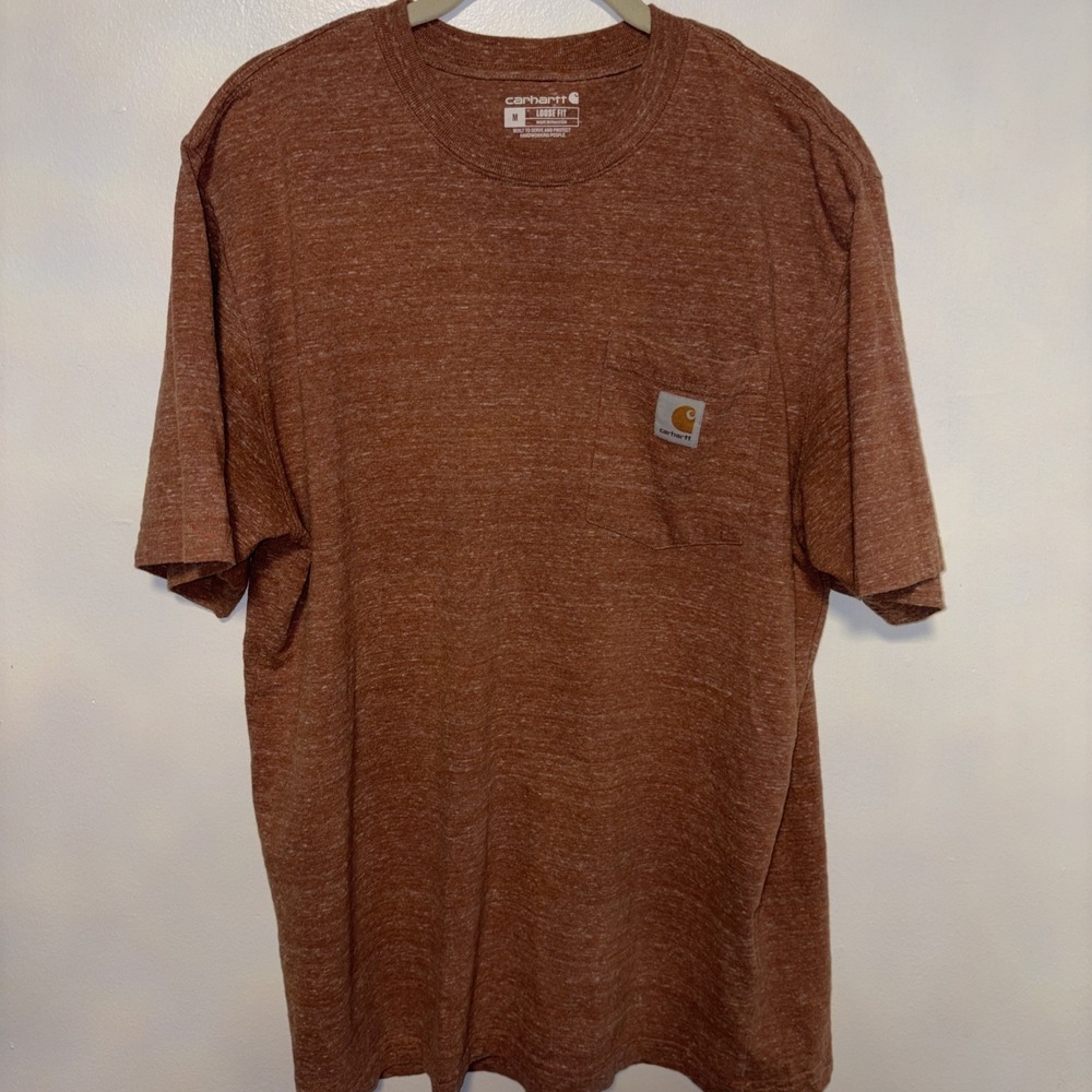 Carhartt Loose Fit Pocket T-Shirt Men's Size Medium Brown Crew Neck Workwear USA